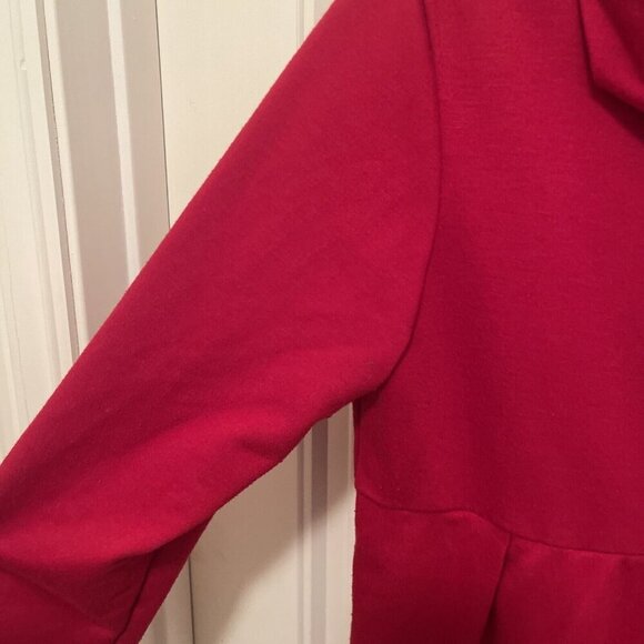 Pullover Hoodie Long Sleeves Casual Asymmetric Hem Top Women’s Sz M , Deep Red - Picture 4 of 12